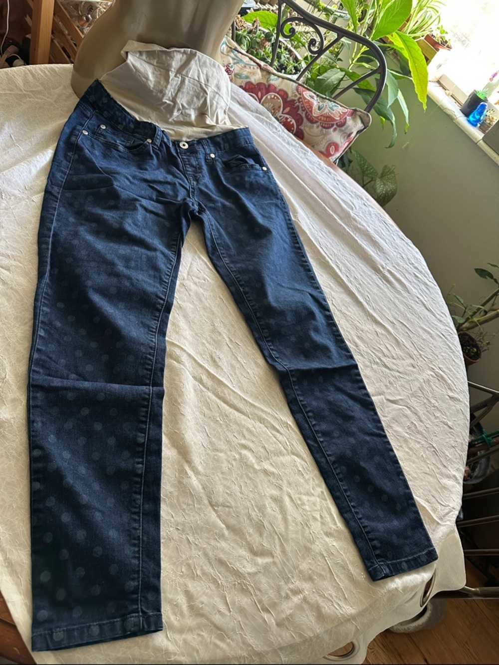 Lilac Clothing Navy Polka Dot Skinny Jeans